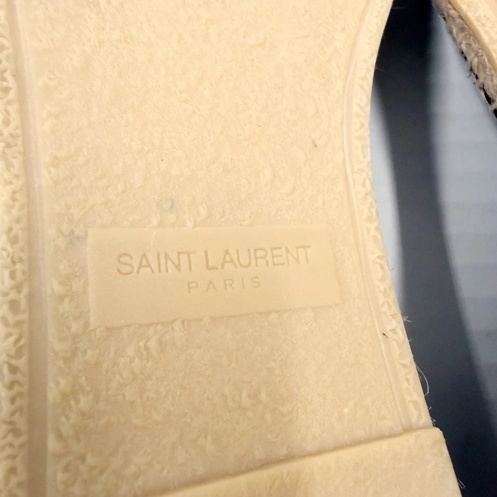 Saint Laurent Espadrilles Black Croc Embossed Leather Flat Slip On Sz 42 / 12